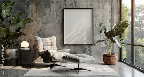 Modern Interior Design With White Chair and Large Window View
