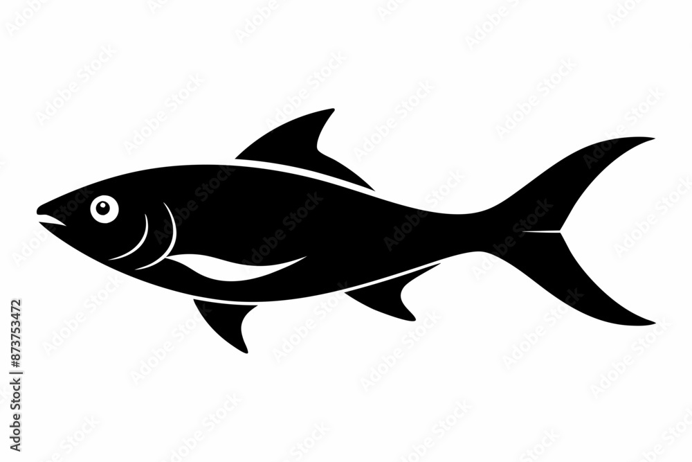 Obraz premium Fish vector illustration, hilsa isolated on white, hilsa silhouette, hilsa vector art