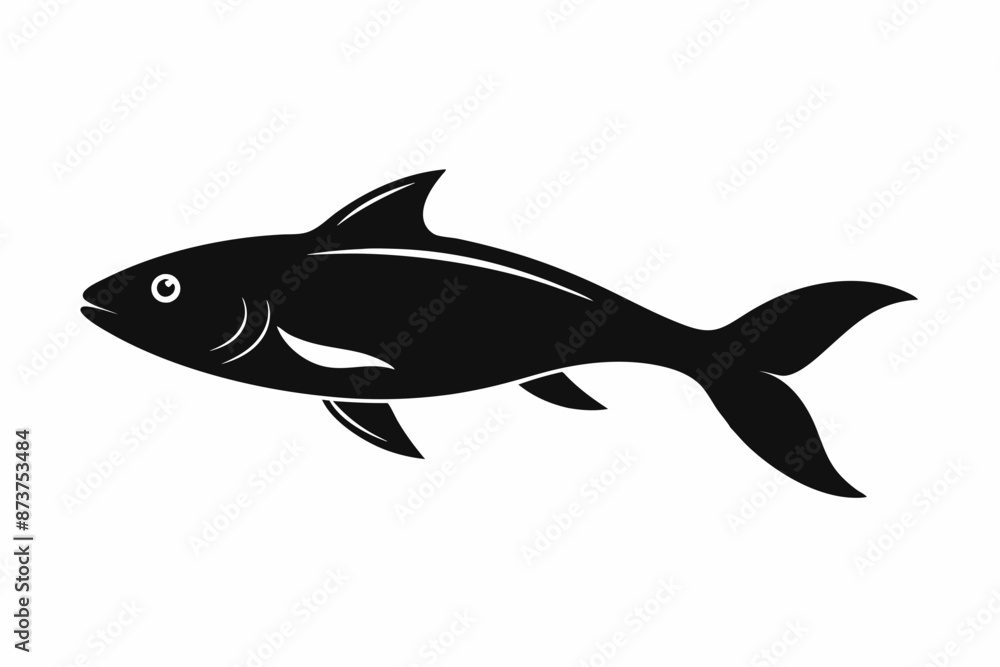 Fototapeta premium Fish vector illustration, hilsa isolated on white, hilsa silhouette, hilsa vector art