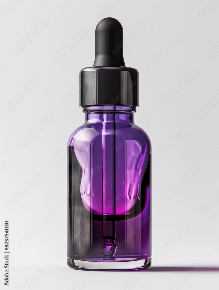 Purple skincare serum in transparent glass bottle Purple skincare serum in transparent glass bottle