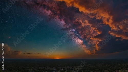  This awe-inspiring image captures the essence of a stunning sunset, with the warm tones of oranges, pinks, and purples blending seamlessly above the horizon.