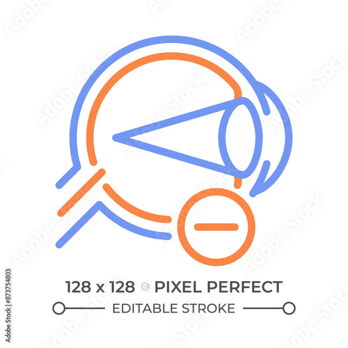 Myopia icon. Eye disease. Nearsightedness medical condition. Far objects are blurry. Vision problems bicolor outline symbol. Duotone linear pictogram. Isolated illustration. Editable stroke
