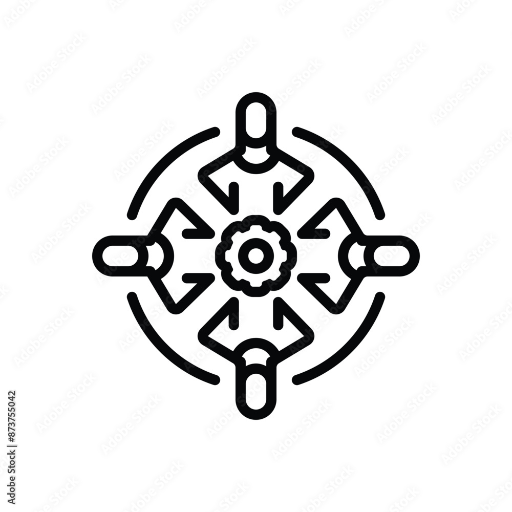 Fototapeta premium Black line icon for teamwork 
