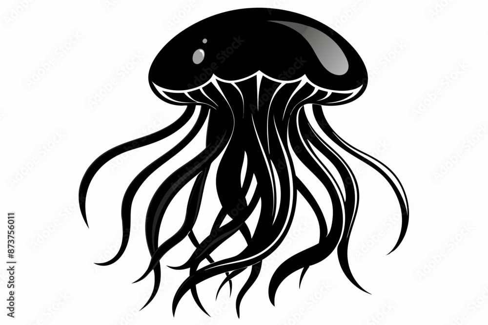 Fish vector illustration, jellyfish isolated on white, jellyfish silhouette, jellyfish vector art Fish vector illustration, jellyfish isolated on white, jellyfish silhouette, jellyfish vector art