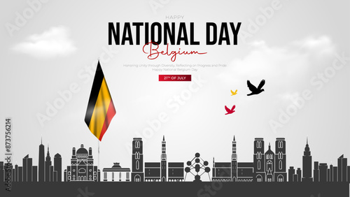 Happy National day Belgium 21th of July greetings with belgium flag. abstract vector illustration design. Belgium National day greetings. abstract vector illustration design.
