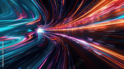 colorful swirling spinning speed of light trails abstract for background, future of colors moving extreme visual effect colorful vibrant.