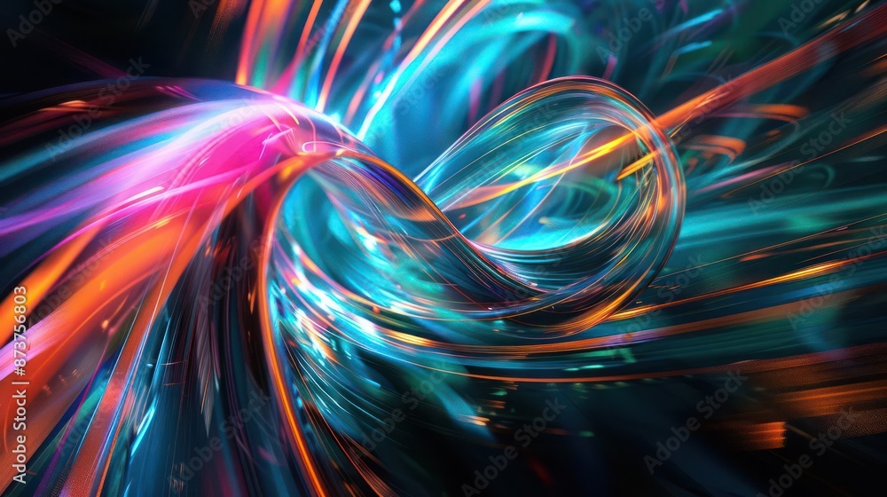 Obraz premium colorful swirling spinning speed of light trails abstract for background, future of colors moving extreme visual effect colorful vibrant.