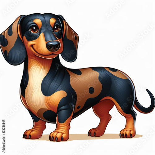 Cute Dachshund Vector Cartoon illustration