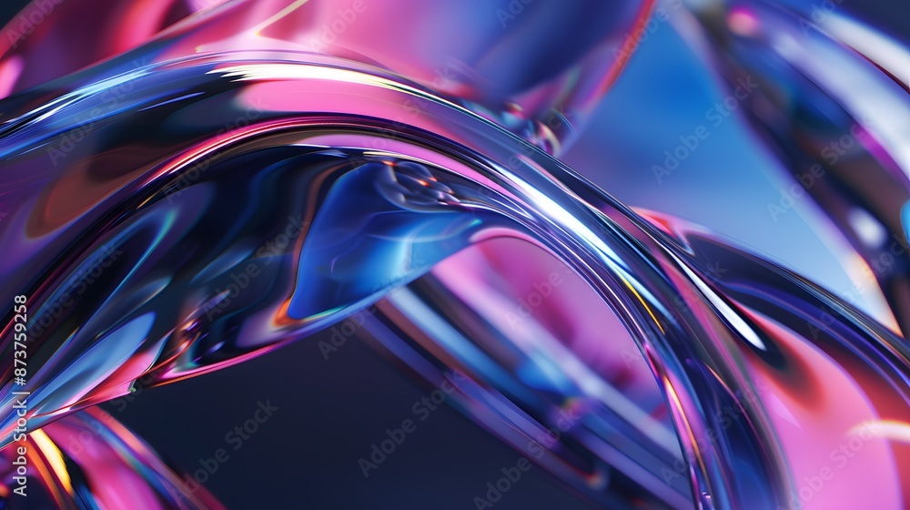 Vibrant 3d glass reflections creating a mesmerizing abstract image on a black backdrop, with a play of blue, pink, and purple hues. Vibrant 3d glass reflections creating a mesmerizing abstract image on a black backdrop, with a play of blue, pink, and purple hues.
