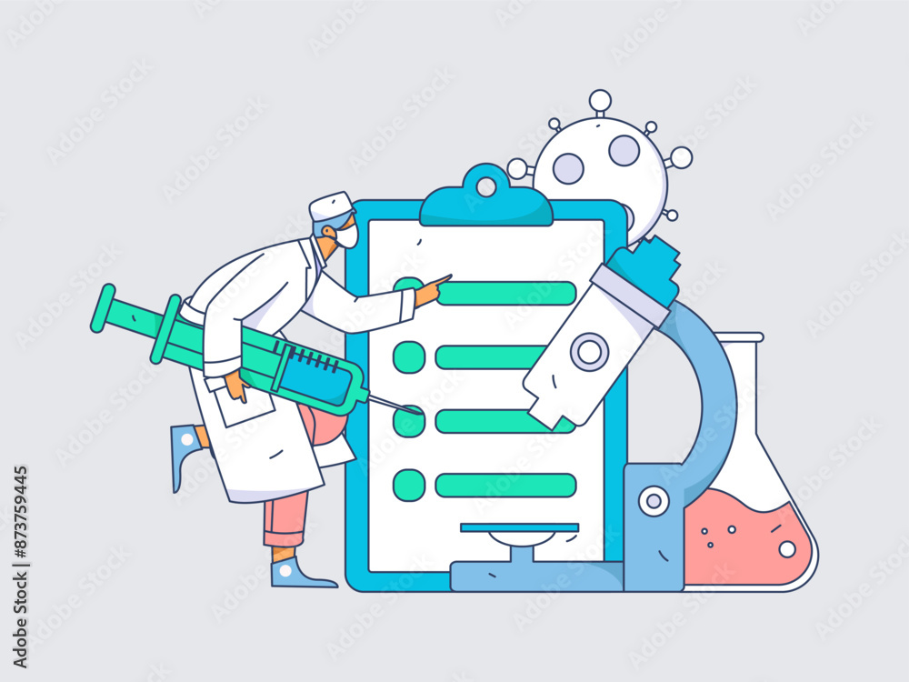 Medical characters fighting the epidemic flat vector concept operation hand drawn illustration
Medical characters fighting the epidemic flat vector concept operation hand drawn illustration