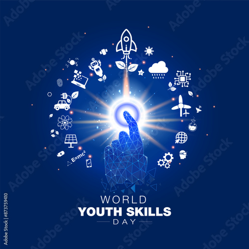 World youth skills day. Modern development for the future of work concept.