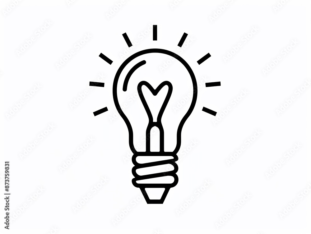 Light bulb, outline only, SVG , side angle, denoting ideas, innovation, and inspiration Light bulb, outline only, SVG , side angle, denoting ideas, innovation, and inspiration