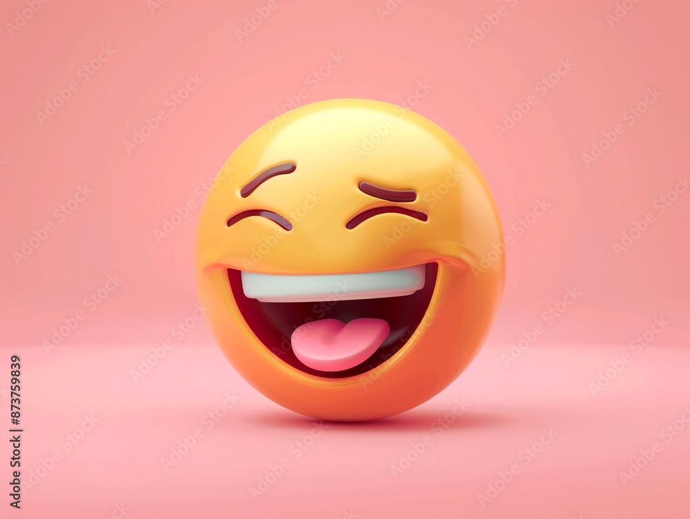 Fototapeta premium Laughing emoji, expressive face, SVG, joy in communication