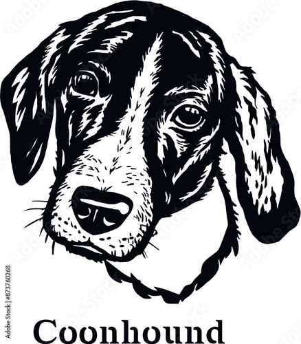 Coonhound - Funny Dog, Vector File, Cut Stencil for Tshirt