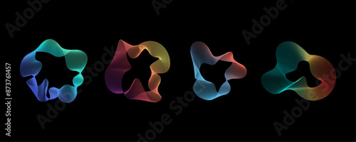 Gradient color blend lines fluid shape elements vector illustration.