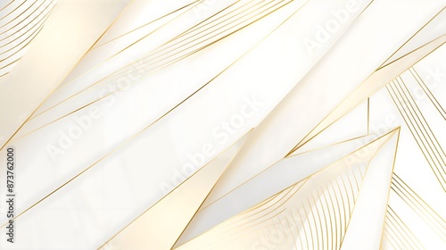 A white background with gold lines and shapes. The image has a sense of elegance and sophistication. The gold lines and shapes create a sense of movement and flow.
