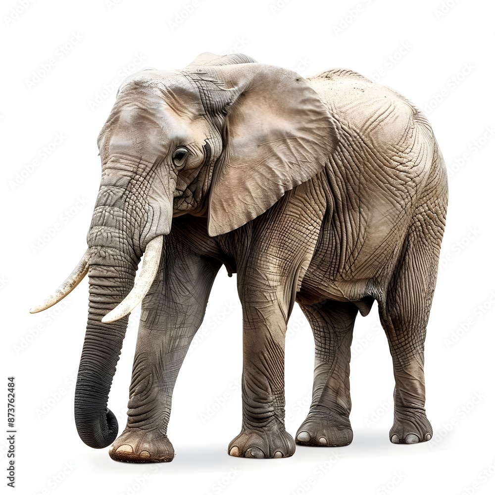 Fototapeta premium african elephant isolated on white background,