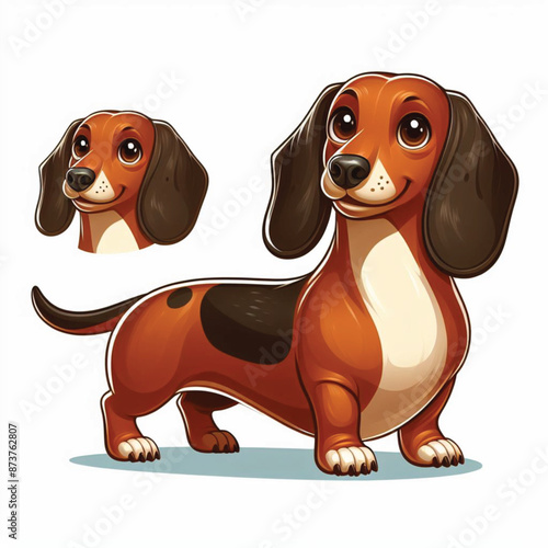 Cute Dachshund Vector Cartoon illustration