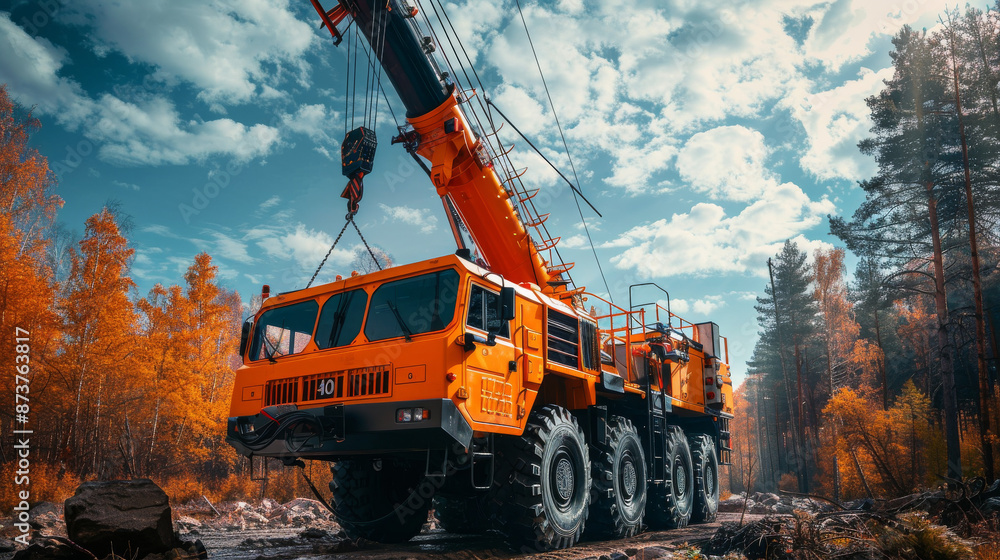 Distant View of Large Wheeled Crane