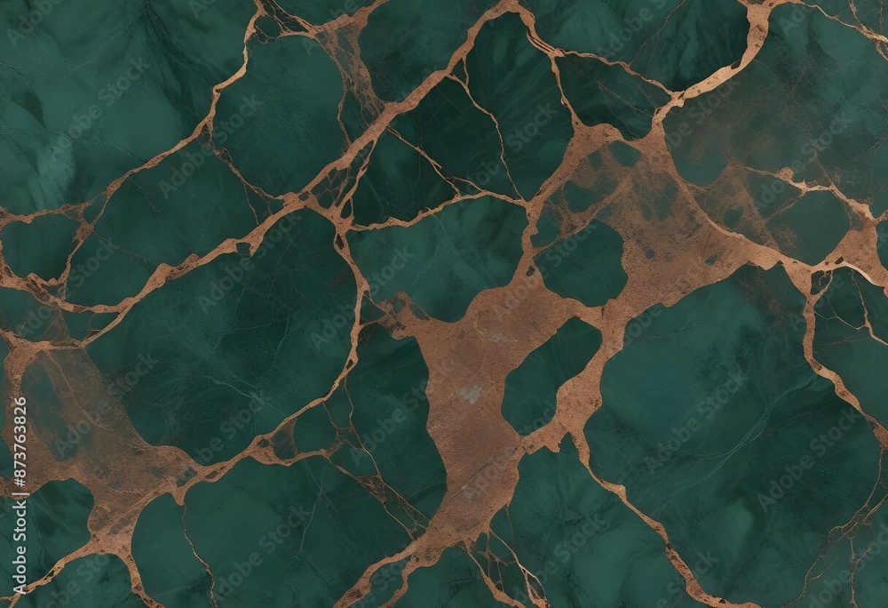 Green luxury marble texture, copper veins pattern	
