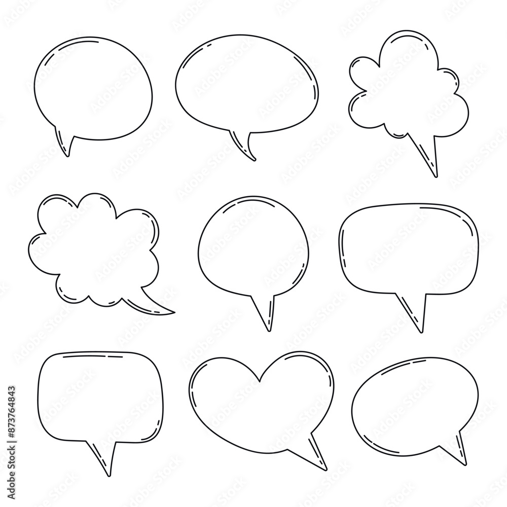 Hand drawn outline speech bubbles collection Hand drawn outline speech bubbles collection
