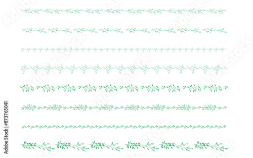 手書きの草木のラインセット。