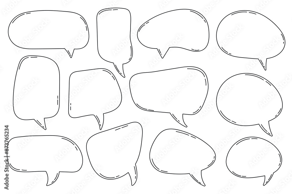 Obraz premium Hand drawn outline speech bubbles collection