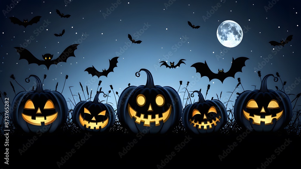 Halloween Spooky Nighttime Scene Horizontal Halloween Spooky Nighttime Scene Horizontal