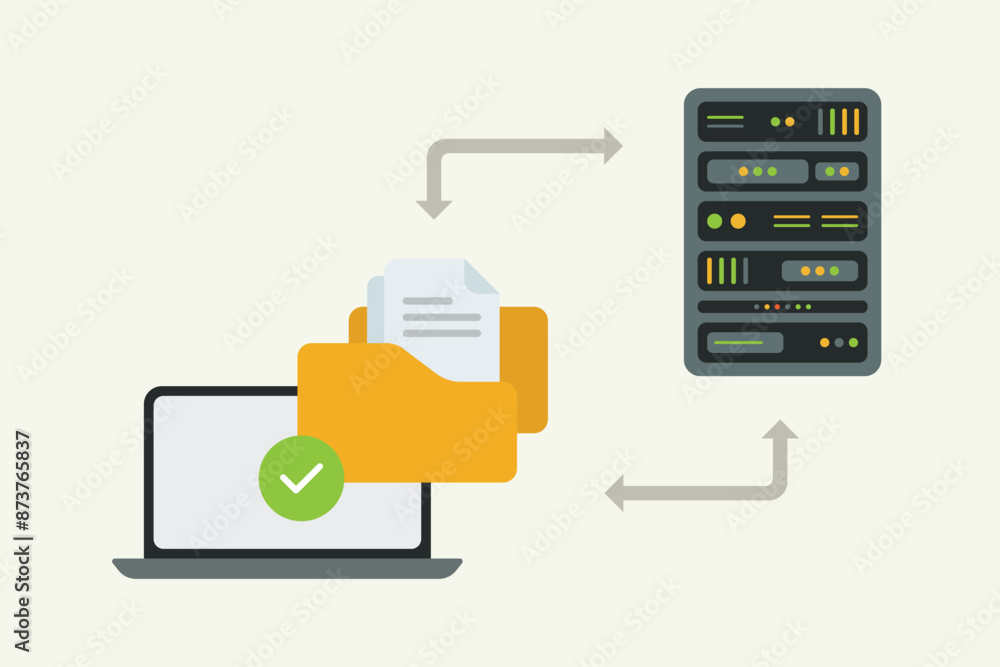 Data backup, Cloud computing and server management flat illustration design Data backup, Cloud computing and server management flat illustration design