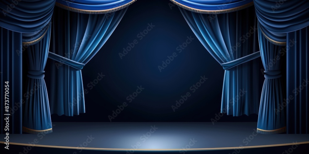 Blue Velvet Curtains Stage Background Stock Illustration Adobe Stock