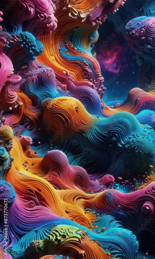 Abstract Colorful Swirls and Layers in a Dreamy Space. Abstract Colorful Swirls and Layers in a Dreamy Space.