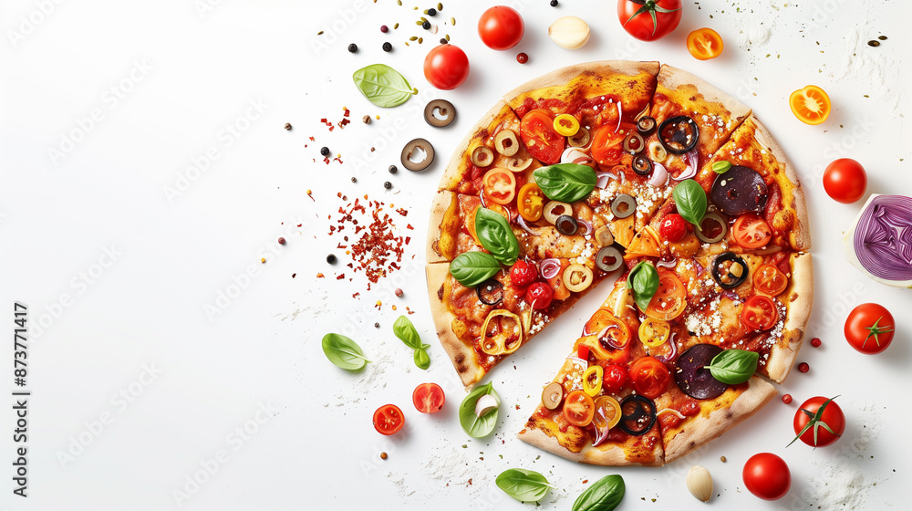 Vegan Pizza deconstructed | A pizza topped with tomato sauce, vegan cheese, mushrooms, bell peppers, and olives 01.jpg Vegan Pizza deconstructed | A pizza topped with tomato sauce, vegan cheese, mushrooms, bell peppers, and olives 01.jpg