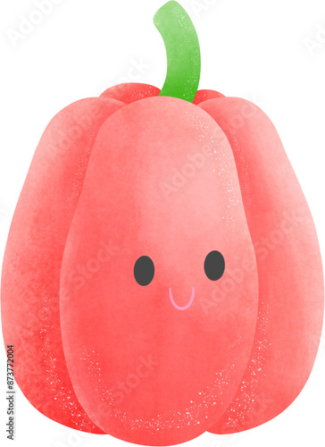 Red bell pepperAdorable Cartoon Vegetable Character