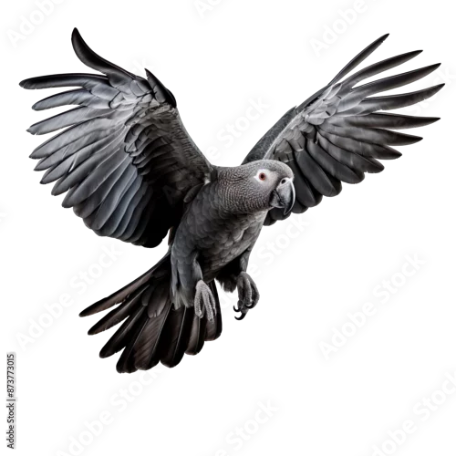 Obraz Flying african grey parrot isolated on transparent background