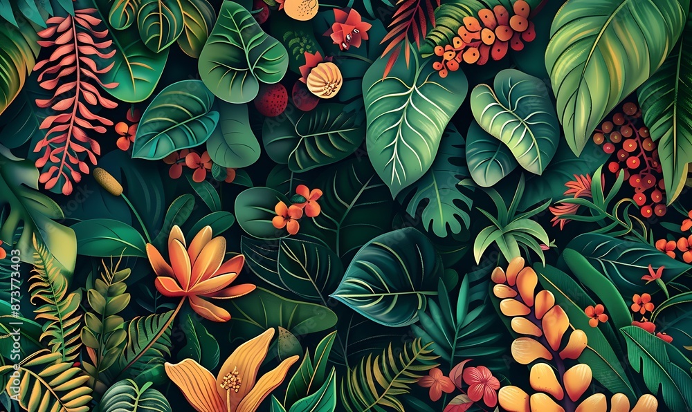 Lush Tropical Garden Illustration Lush Tropical Garden Illustration
