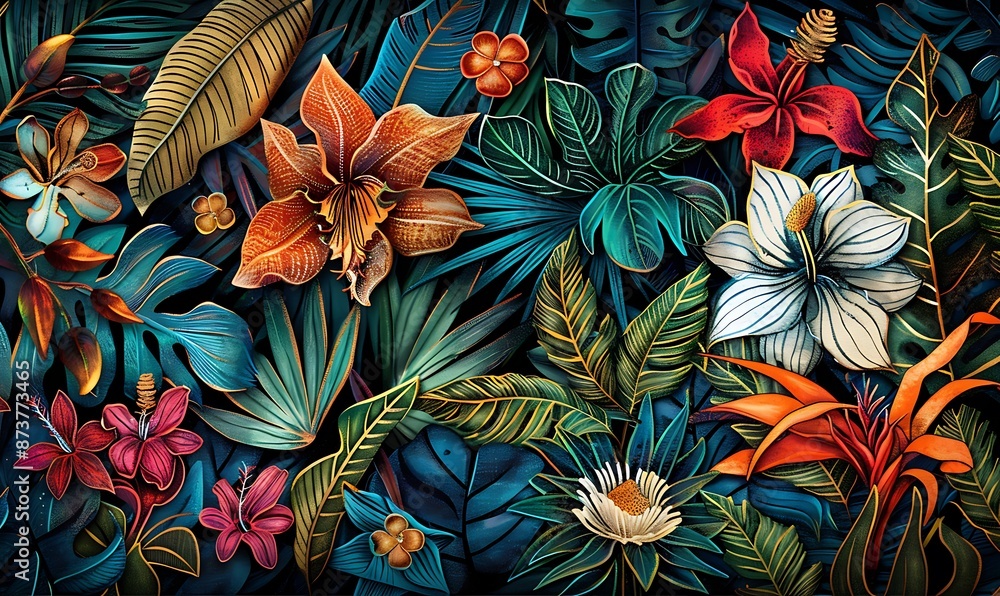 Vibrant Tropical Floral Tapestry Vibrant Tropical Floral Tapestry