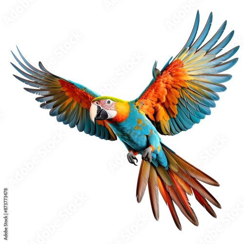 Flying Parrot isolated on transparent background