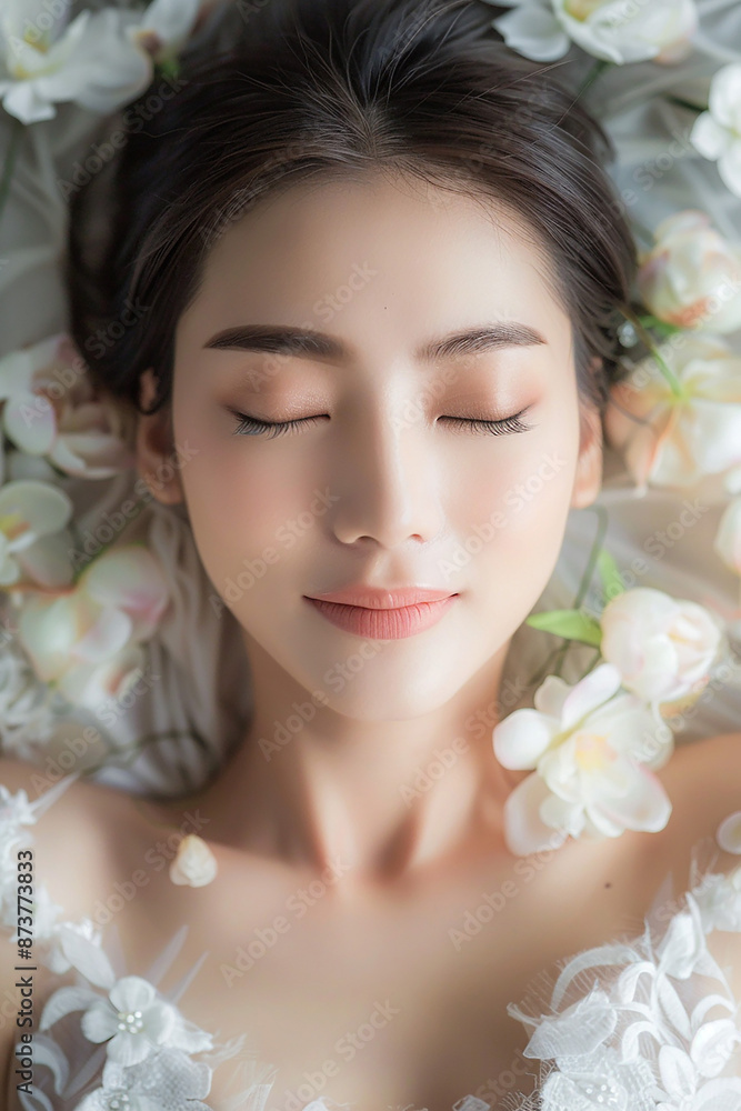 Elegant woman's relaxed face Thai massage soft natural light magazine photography Elegant woman's relaxed face Thai massage soft natural light magazine photography