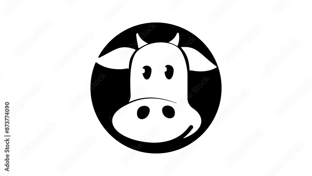 white cow logo, black isolated silhouette white cow logo, black isolated silhouette