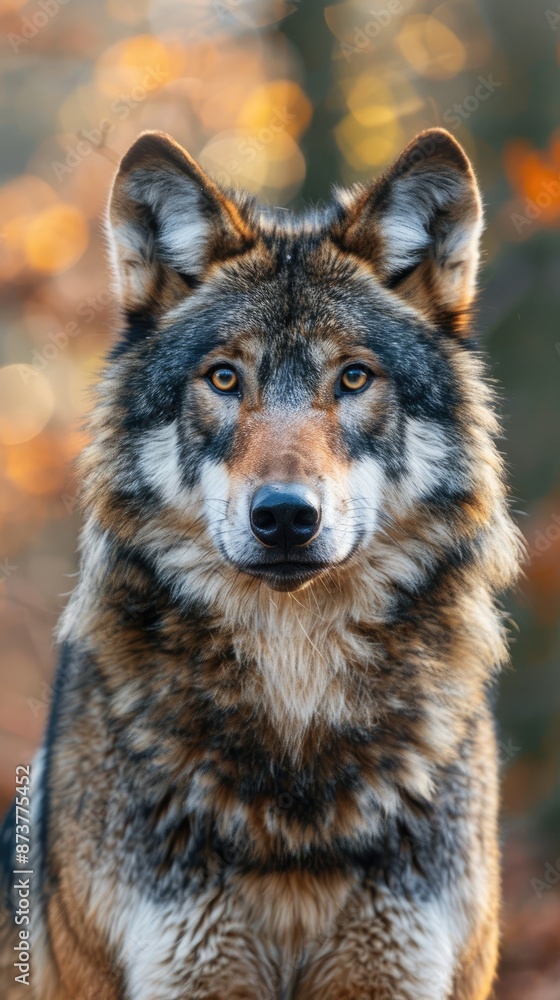 Obraz premium European gray wolf on nature background