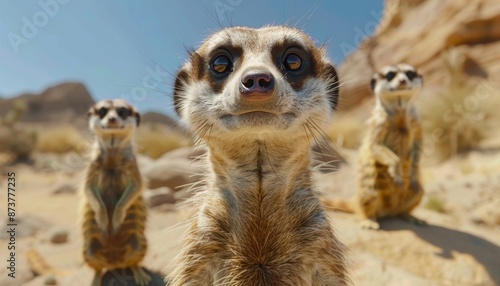 Wallpaper Mural Meerkats standing on alert in a desert animal vigilant Torontodigital.ca