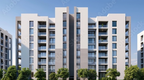 Architectural masterpiece, a contemporary edifice with sleek lines and innovative design, surrounded by lush greenery, emphasizing modern development