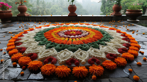 India Independence Day. Rangoli designs featuring the Indian flag tri colour photo