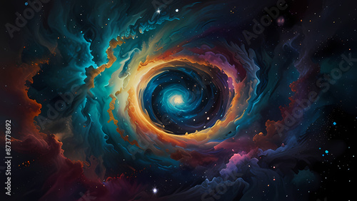 Galactic Swirl with swirling patterns reminiscent of cosmic phenomena like galaxies and nebulae