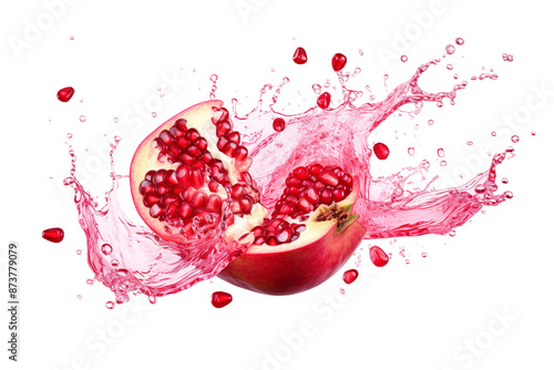 pomegranate and water splash isolated on transparent background Remove png, Clipping Path, pen tool