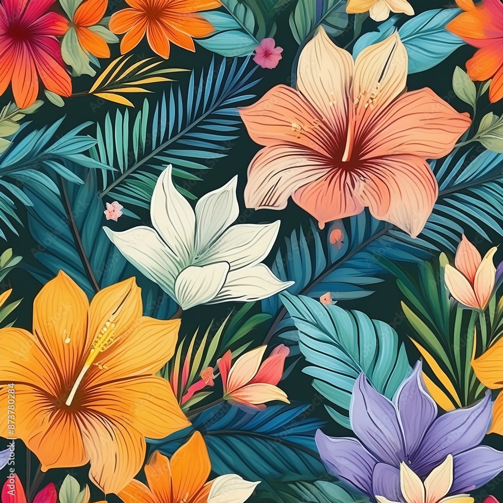seamless pattern with exotic flowers seamless pattern with exotic flowers
