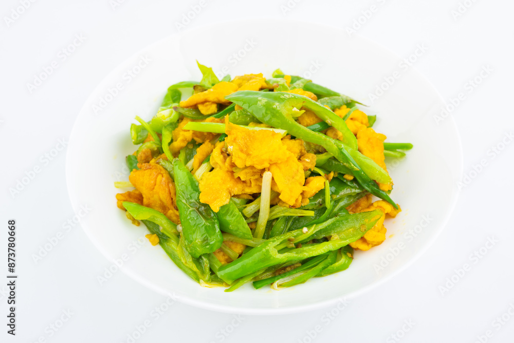 Chinese home cooking green pepper scrambled eggs Chinese home cooking green pepper scrambled eggs