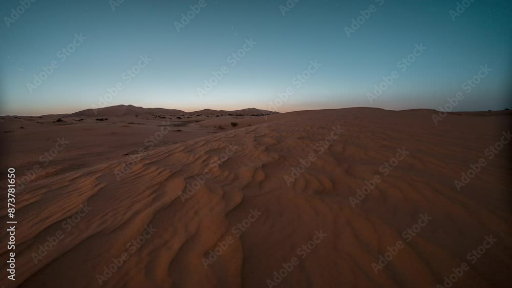 Sweeping view of Sahara Desert dunes at sunset in Merzouga, Erg Chebbi Sweeping view of Sahara Desert dunes at sunset in Merzouga, Erg Chebbi