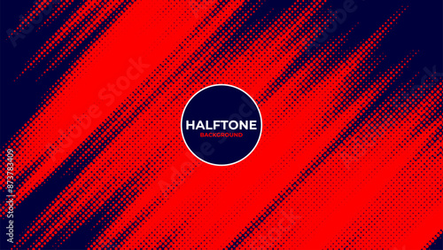 Abstract halftone background with red and navy color