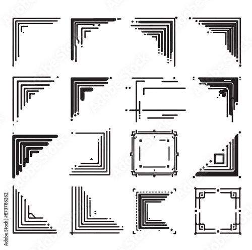 Corner Border Collection Elements Icons Set Vector